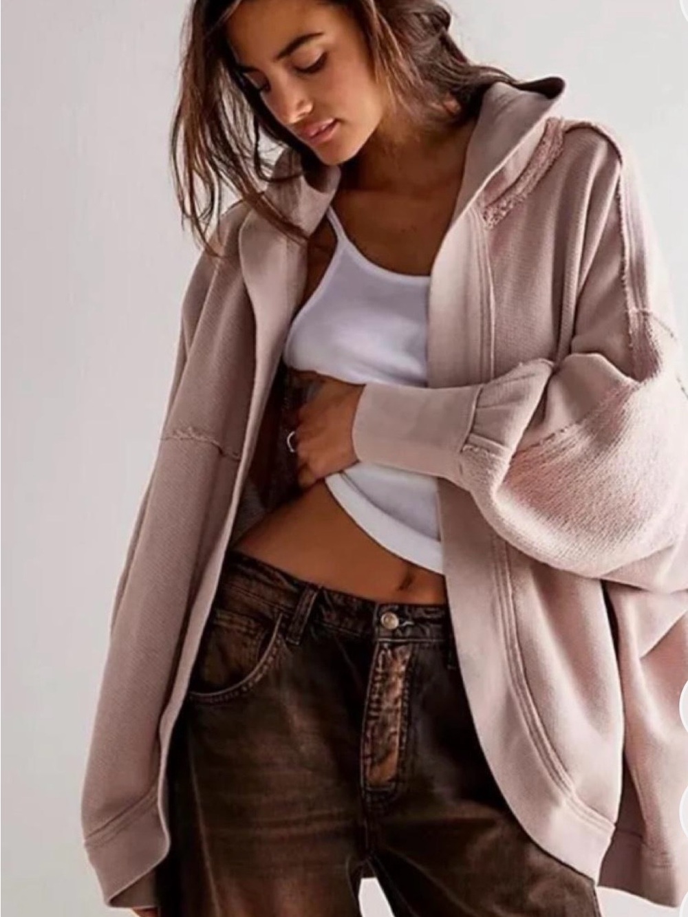 Free People We The Free Forever Yours Cardi Winter Bloom Pink Tan S